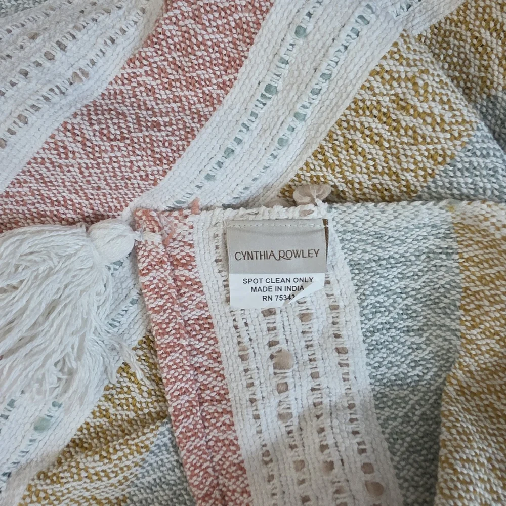 Cynthia Rowley Pastel Striped Throw with‎ Tassels 60